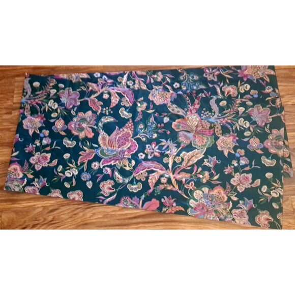 Lotus Flower Valance Dark Green Art Deco Style Baroque Floral Elegant 16x70 - Picture 2 of 4